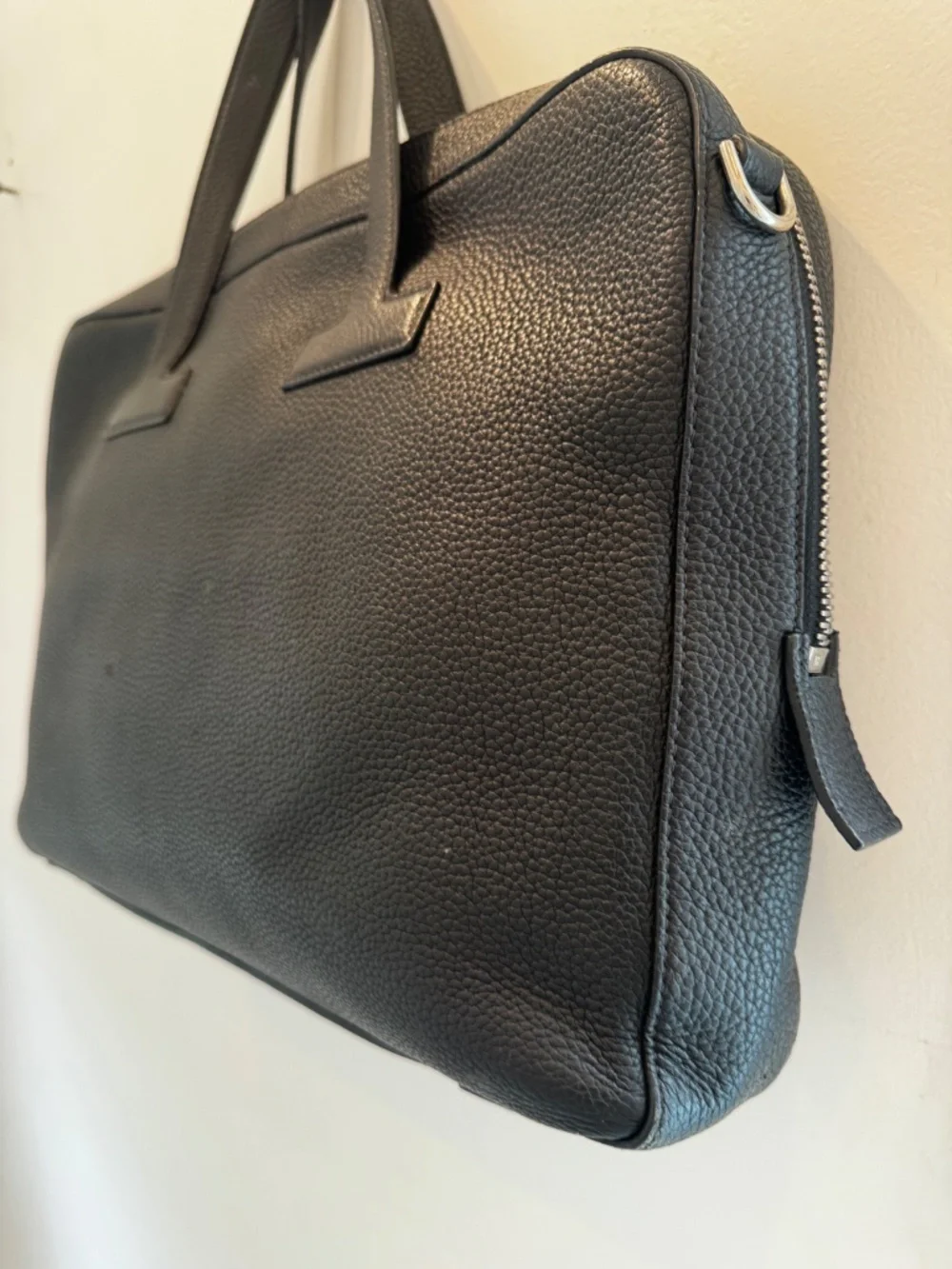 TOM FORD BLACK LEATHER PEBBLED ATTACHÉ BRIEFCASE